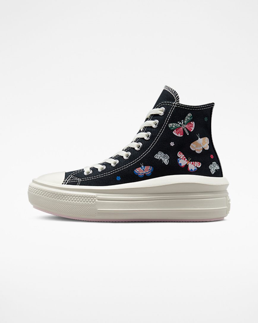 Zapatos Plataforma Converse Chuck Taylor All Star Move Butterfly Wings Altas Mujer Negras Rosas | PE 570L42